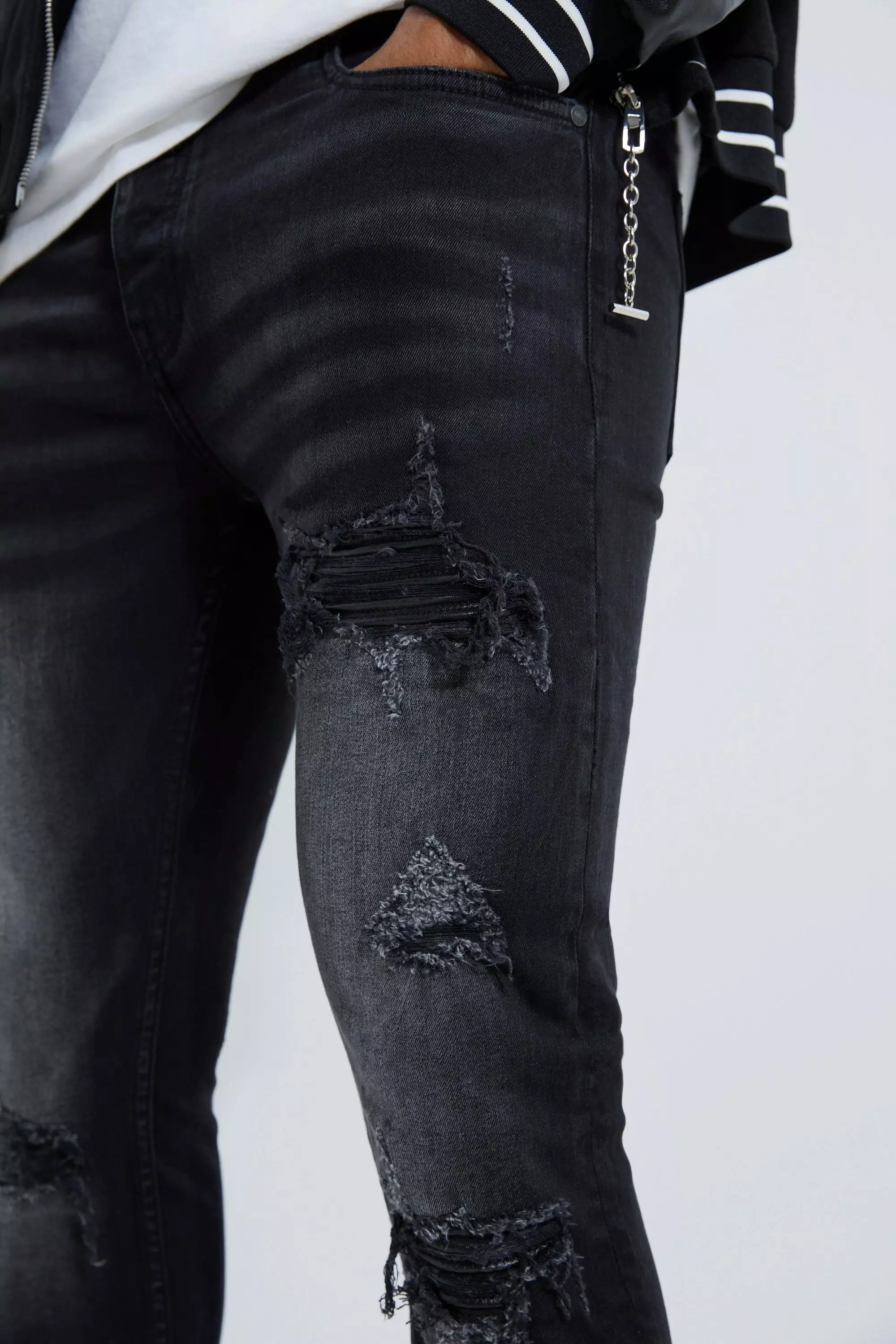 Black biker sale jeans ripped